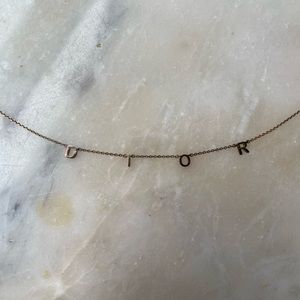 DIOR letter style necklace- (NOT Dior brand). bronze/gold chain, 15 inch chain